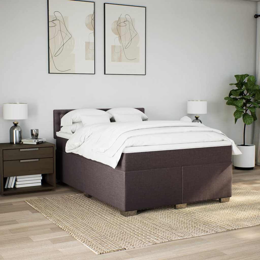 Giroletto a Molle con Materasso Marrone Scuro 140x190cm Tessuto | homemem39
