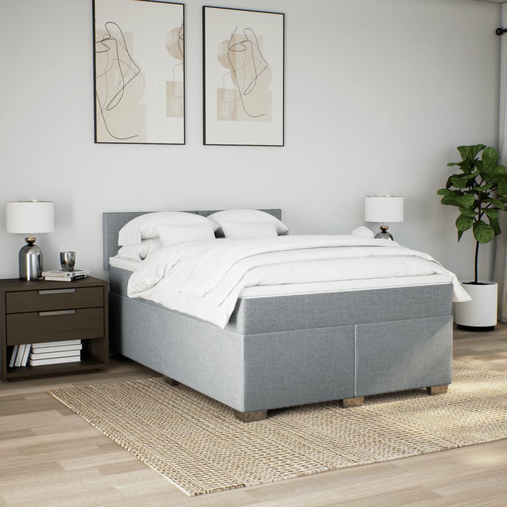 Giroletto a Molle con Materasso Grigio Chiaro 140x200cm Tessuto | homemem39