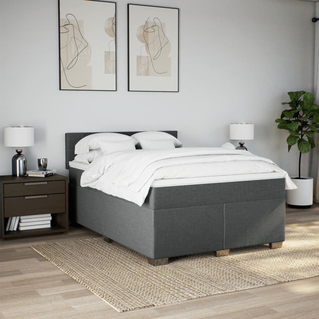 Giroletto a Molle con Materasso Grigio Scuro 140x200cm Tessuto | homemem39