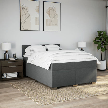Giroletto a Molle con Materasso Grigio Scuro 140x200cm Tessuto | homemem39