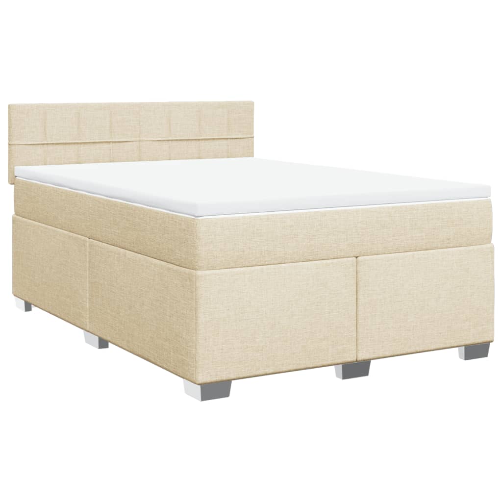Giroletto a Molle con Materasso Crema 140x200 cm in Tessuto | homemem39