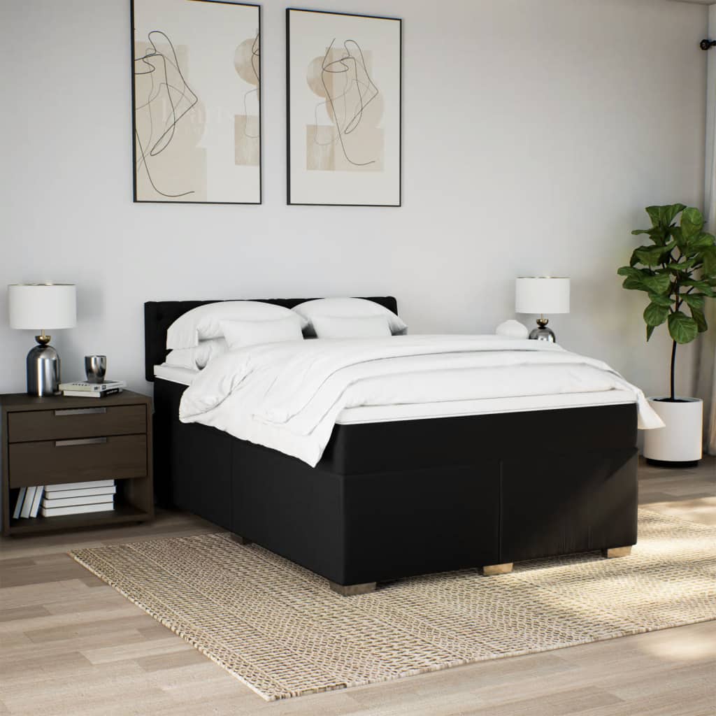 Giroletto a Molle con Materasso Nero 140x200 cm in Tessuto | homemem39