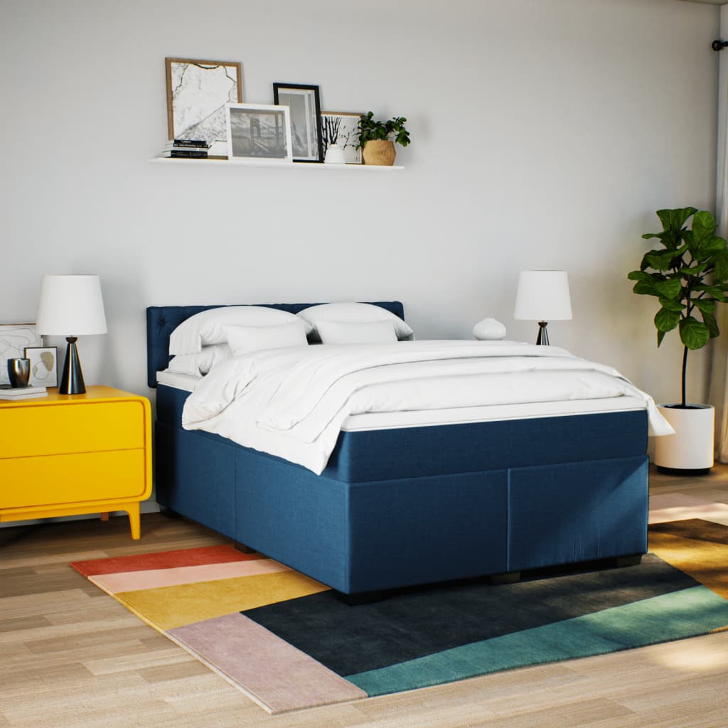 Giroletto a Molle con Materasso Blu 140x200 cm in Tessuto | homemem39
