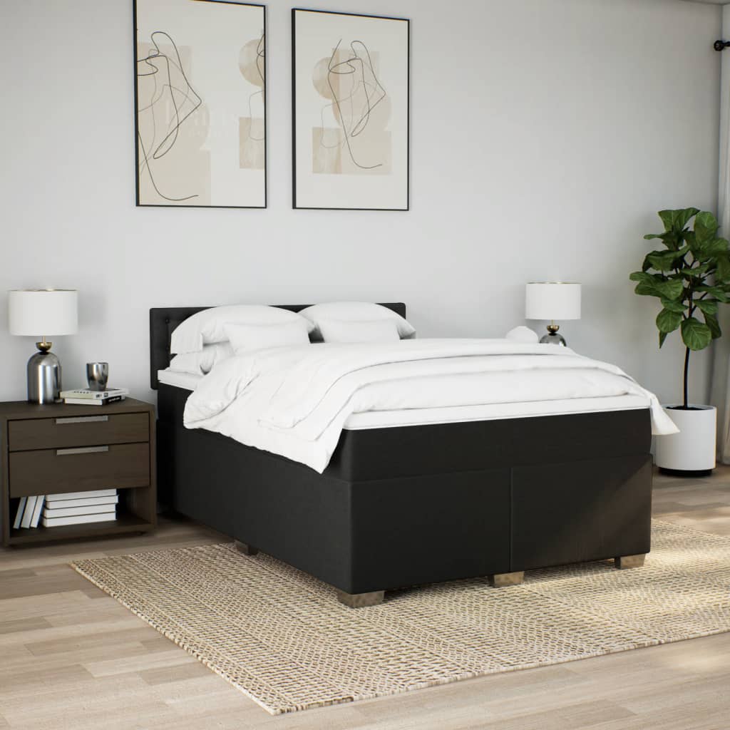 Giroletto a Molle con Materasso Nero 140x200 cm in Tessuto | homemem39