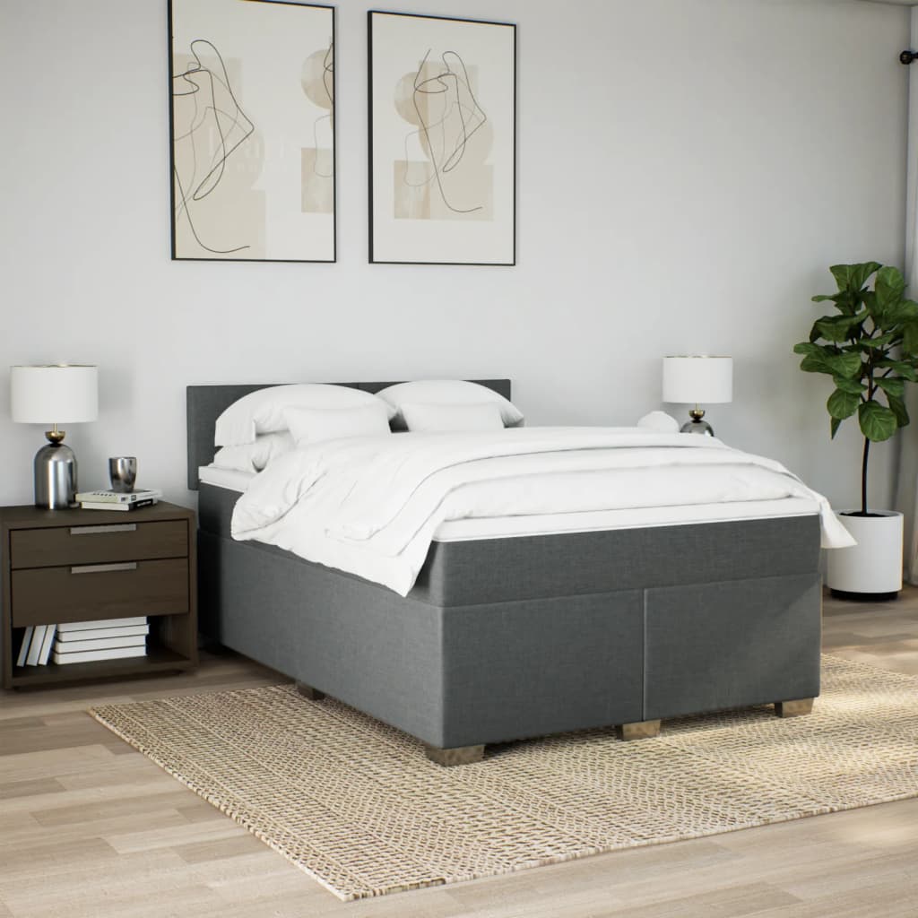 Giroletto a Molle con Materasso Grigio Scuro 160x200 cm Tessuto | homemem39