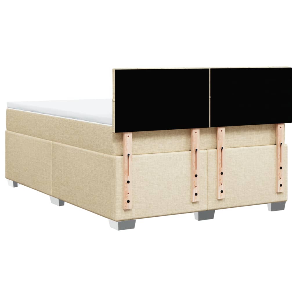 Giroletto a Molle con Materasso Crema 160x200 cm in Tessuto | homemem39