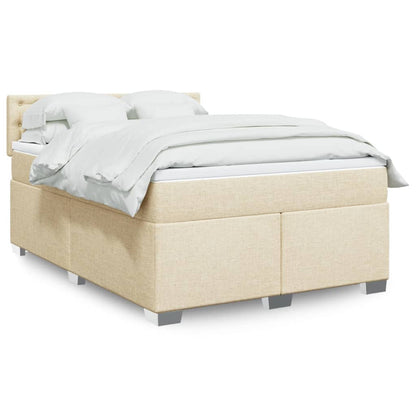 Giroletto a Molle con Materasso Crema 160x200 cm in Tessuto | homemem39