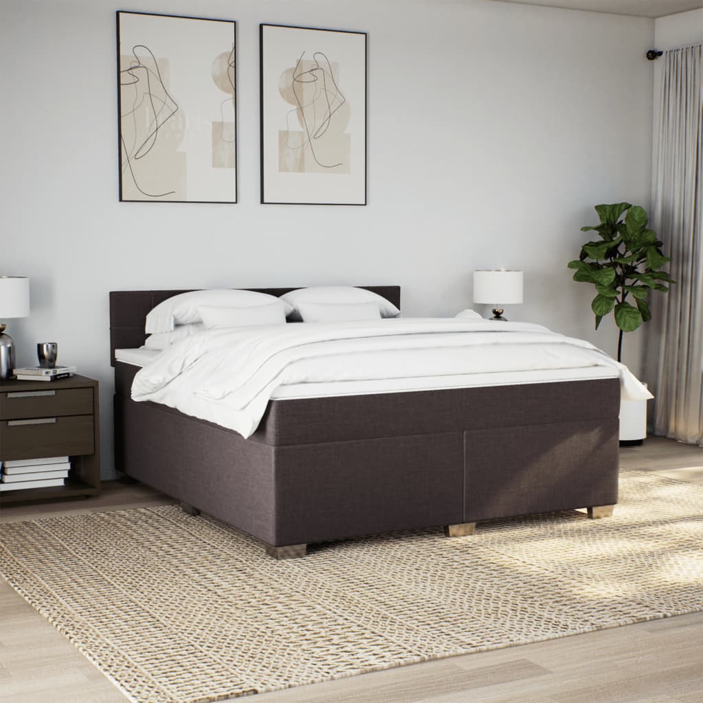 Giroletto a Molle con Materasso Marrone Scuro 180x200cm Tessuto | homemem39