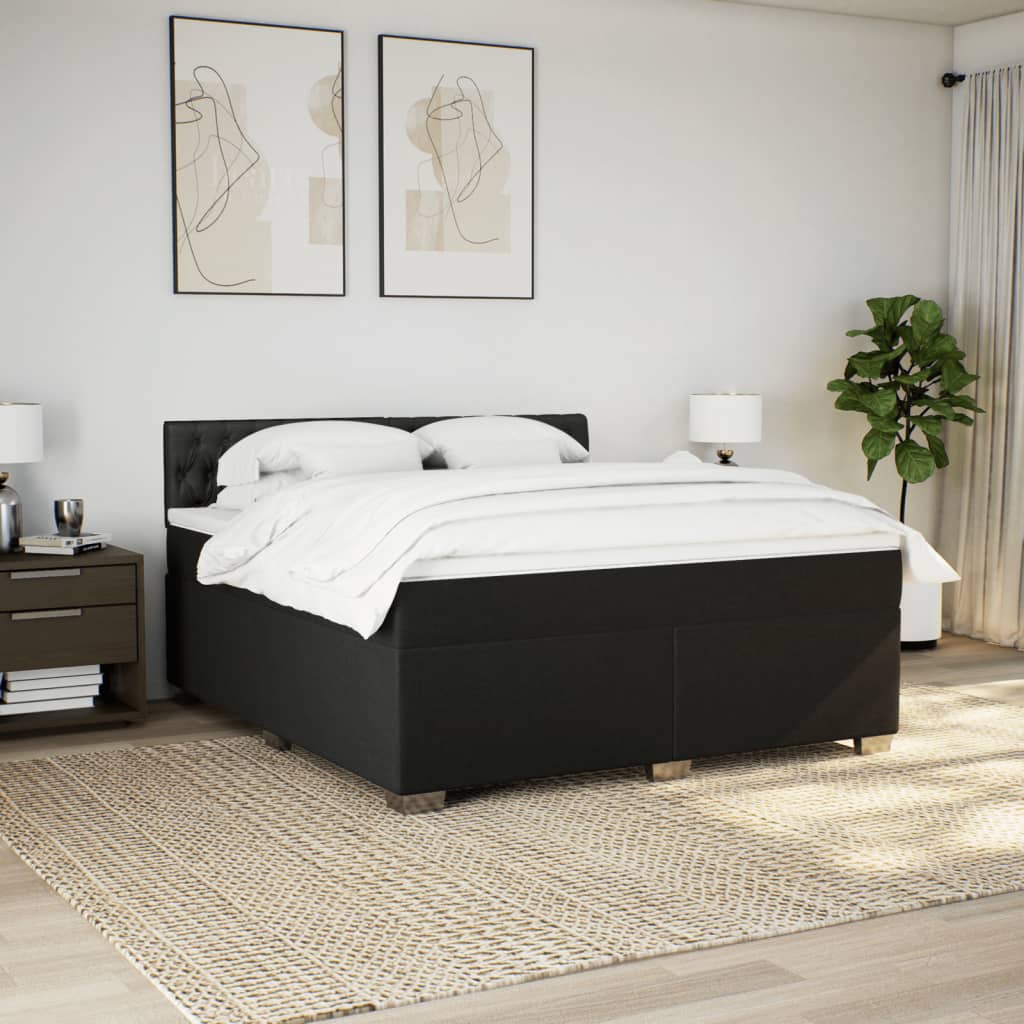 Giroletto a Molle con Materasso Nero 180x200 cm in Tessuto | homemem39