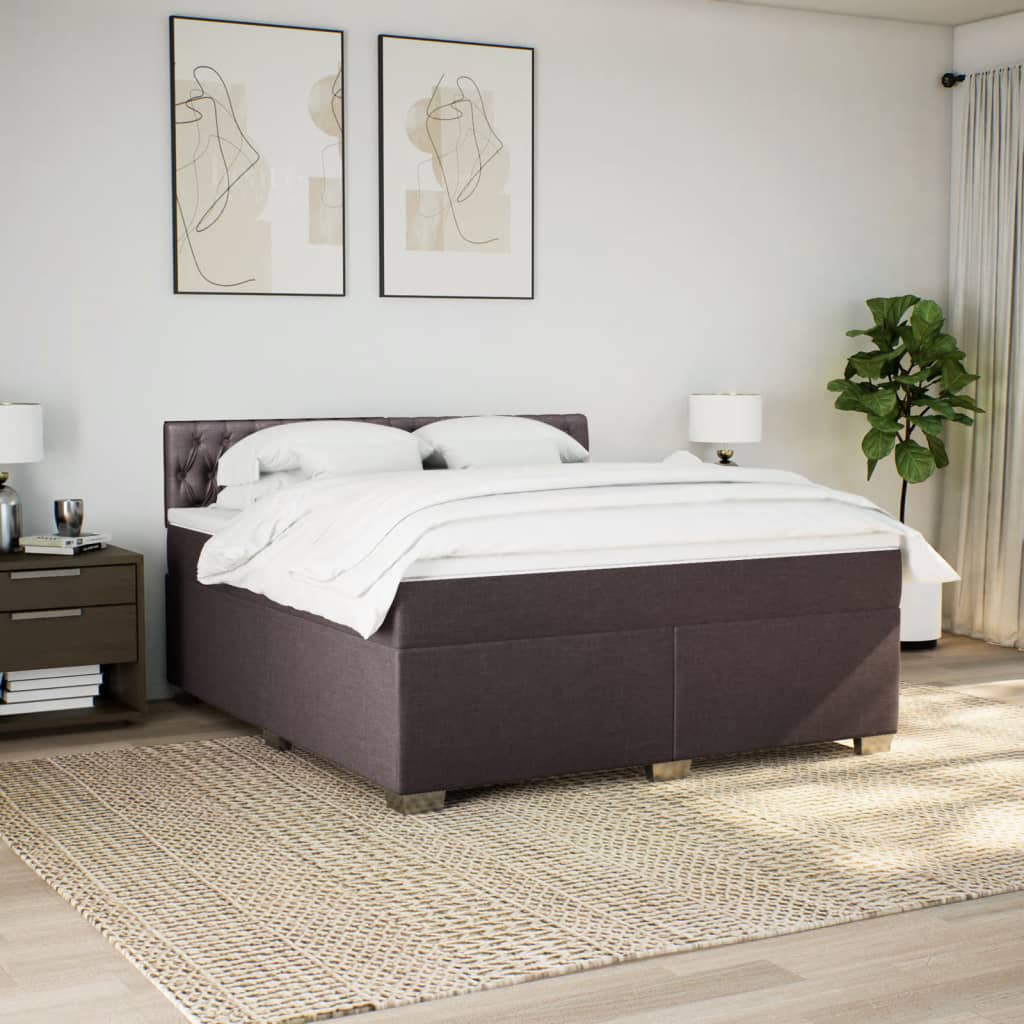 Giroletto a Molle con Materasso Marrone Scuro 180x200cm Tessuto | homemem39