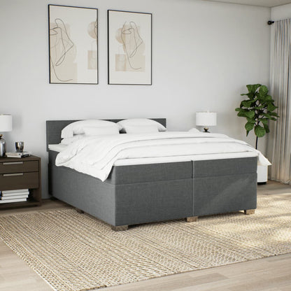 Giroletto a Molle con Materasso Grigio Scuro 200x200 cm Tessuto - homemem39