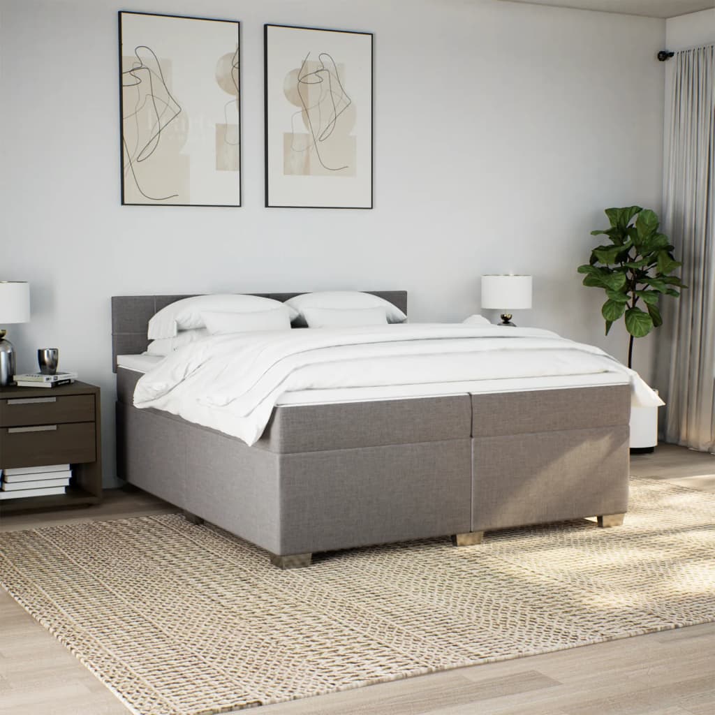 Giroletto a Molle con Materasso Tortora 200x200 cm in Tessuto | homemem39