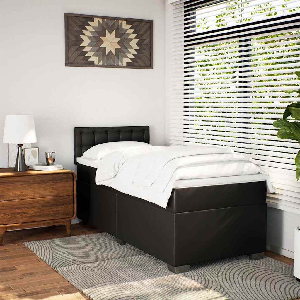 Giroletto a Molle con Materasso Nero 80x200 cm in Similpelle | homemem39
