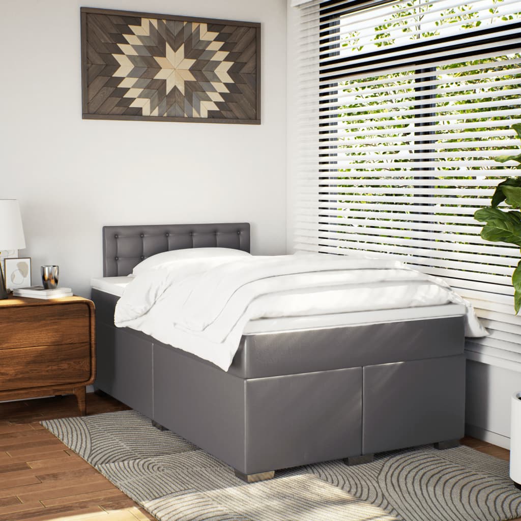 Giroletto a Molle con Materasso Grigio 120x200 cm in Similpelle | homemem39