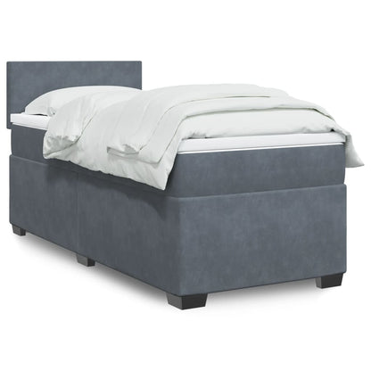 Giroletto a Molle con Materasso Grigio Scuro 80x200 cm Velluto | homemem39