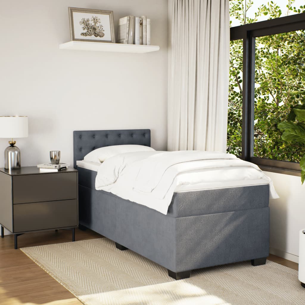 Giroletto a Molle con Materasso Grigio Scuro 80x200 cm Velluto | homemem39