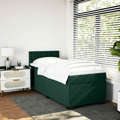 Giroletto a Molle con Materasso Verde Scuro 90x190 cm Velluto | homemem39