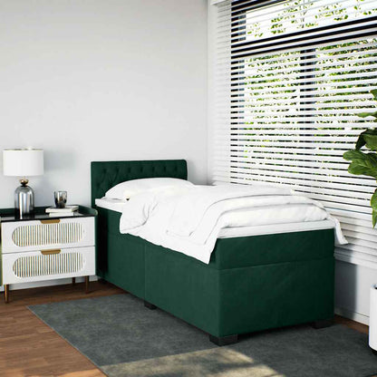 Giroletto a Molle con Materasso Verde Scuro 90x190 cm Velluto | homemem39