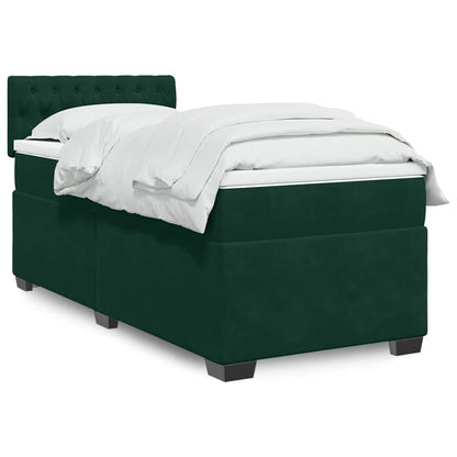 Giroletto a Molle con Materasso Verde Scuro 90x190 cm Velluto | homemem39