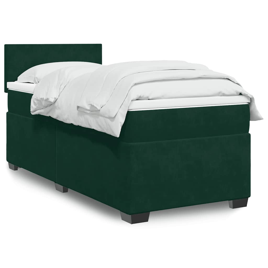 Giroletto a Molle con Materasso Verde Scuro 100x200 cm Velluto | homemem39