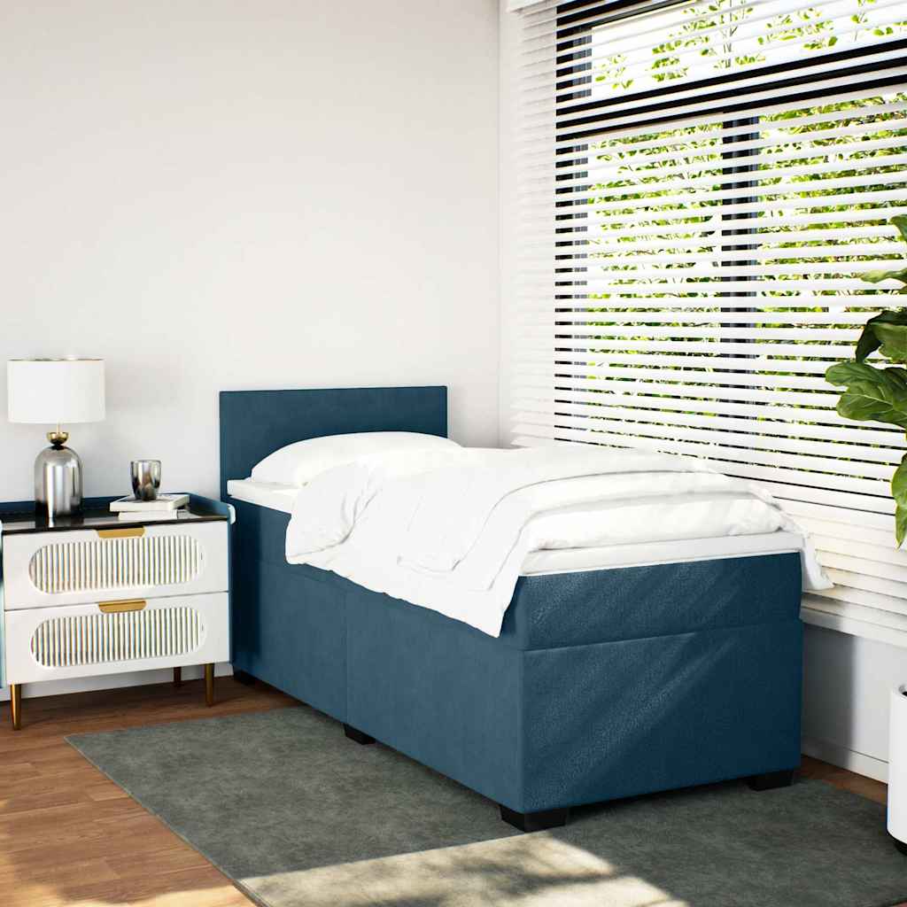 Giroletto a Molle con Materasso Blu Scuro 100x200 cm in Velluto | homemem39