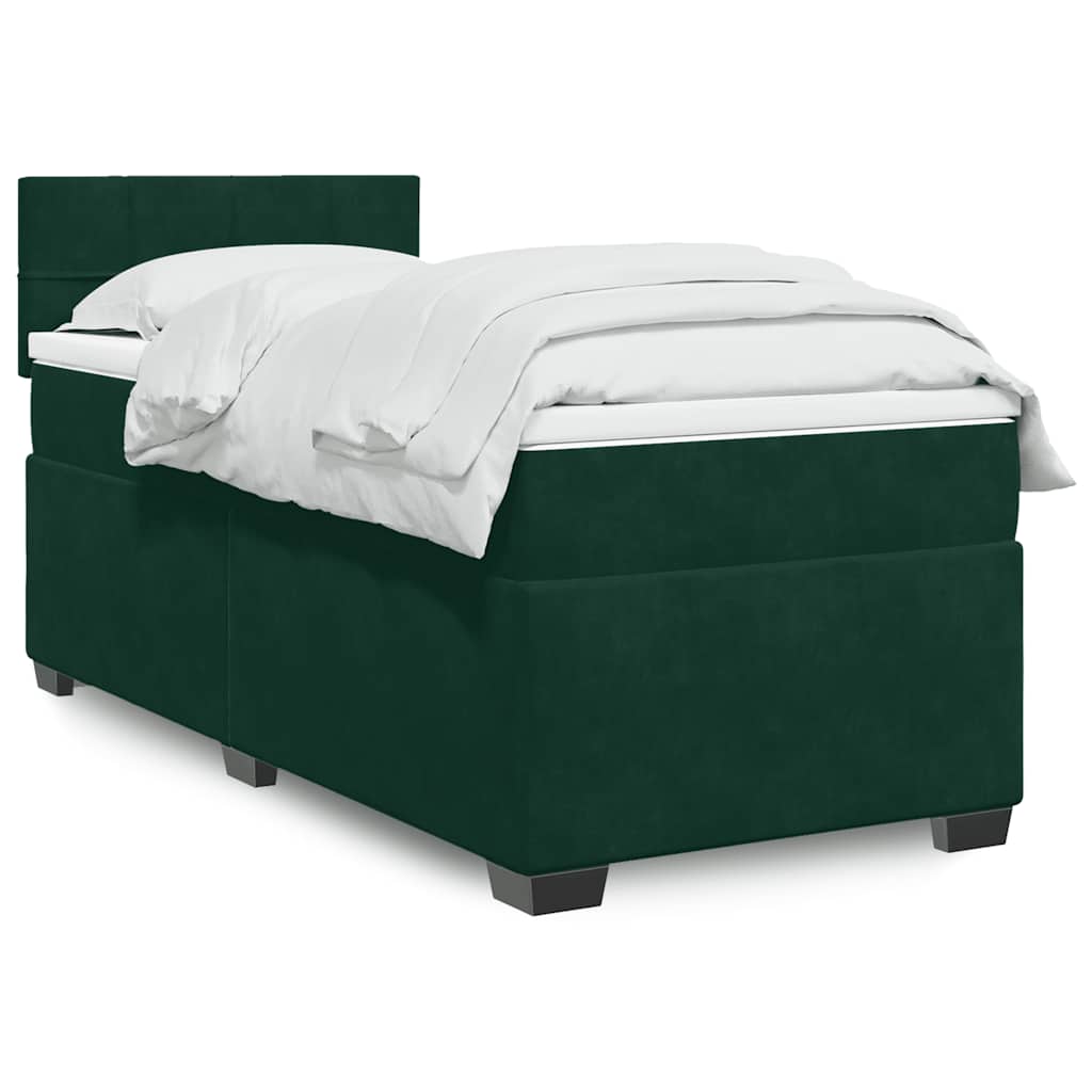 Giroletto a Molle con Materasso Verde Scuro 100x200 cm Velluto | homemem39