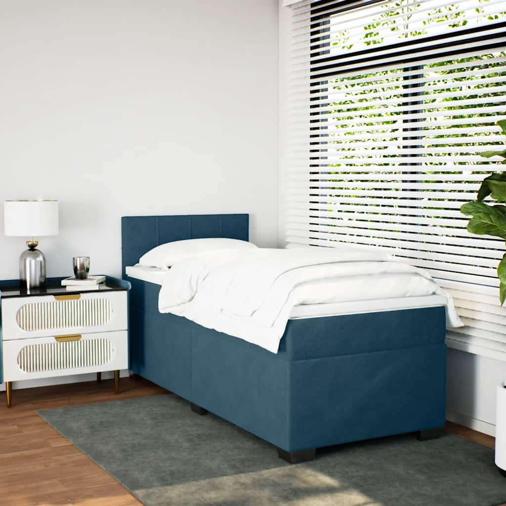 Giroletto a Molle con Materasso Blu Scuro 100x200 cm in Velluto | homemem39