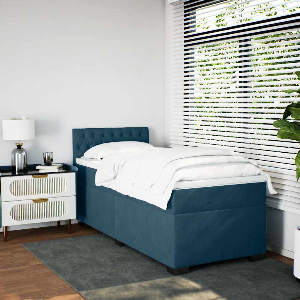 Giroletto a Molle con Materasso Blu Scuro 100x200 cm in Velluto | homemem39