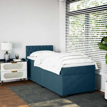 Giroletto a Molle con Materasso Blu Scuro 100x200 cm in Velluto | homemem39