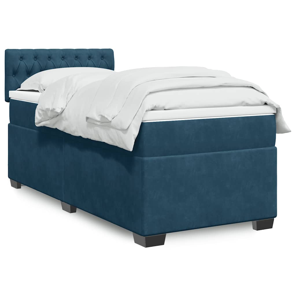 Giroletto a Molle con Materasso Blu Scuro 100x200 cm in Velluto | homemem39