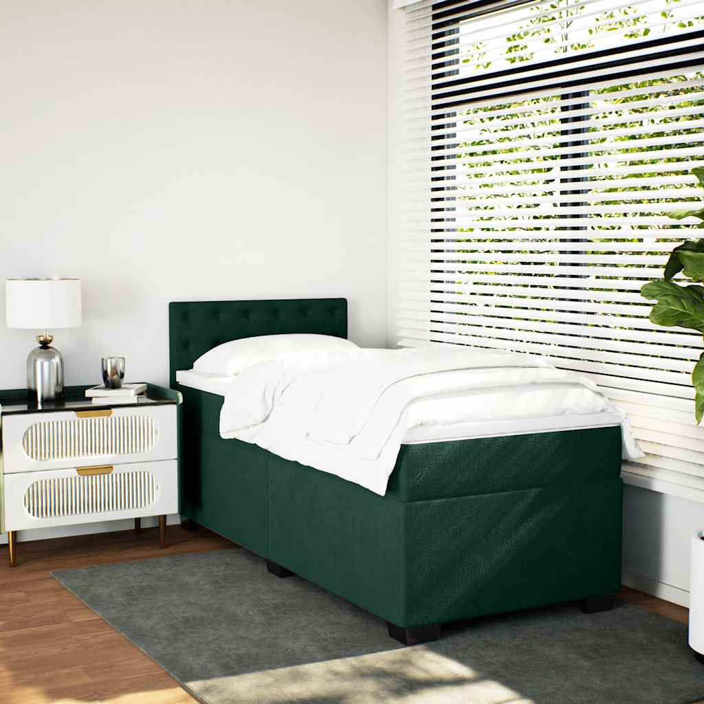 Giroletto a Molle con Materasso Verde Scuro 100x200 cm Velluto | homemem39