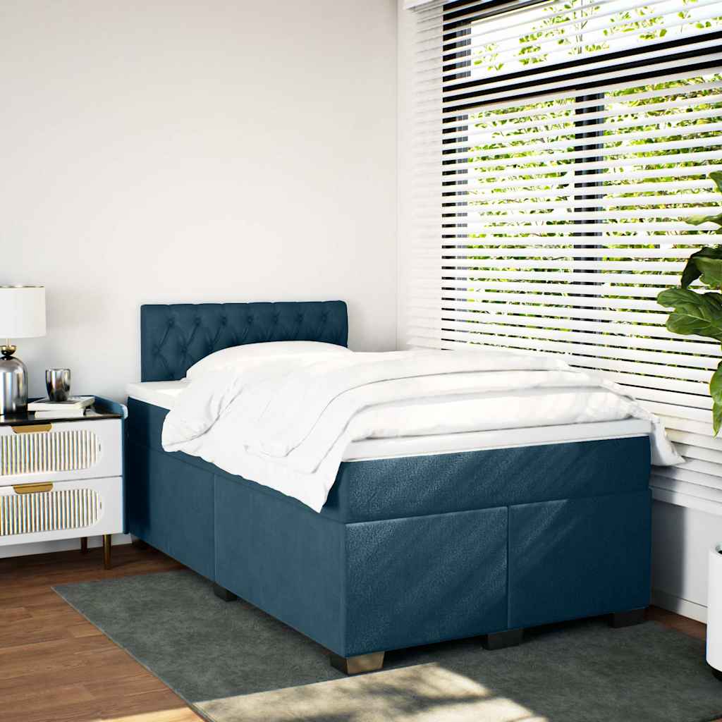 Giroletto a Molle con Materasso Blu Scuro 120x200 cm in Velluto | homemem39