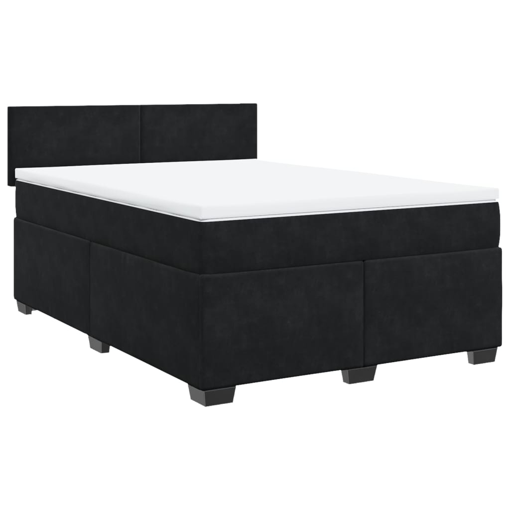 Giroletto a Molle con Materasso Nero 140x190 cm in Velluto | homemem39
