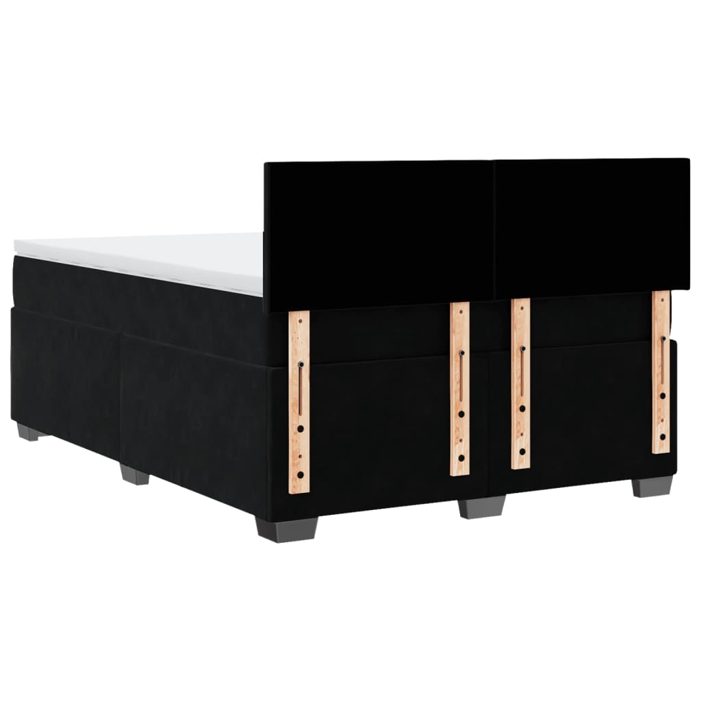 Giroletto a Molle con Materasso Nero 140x190 cm in Velluto | homemem39