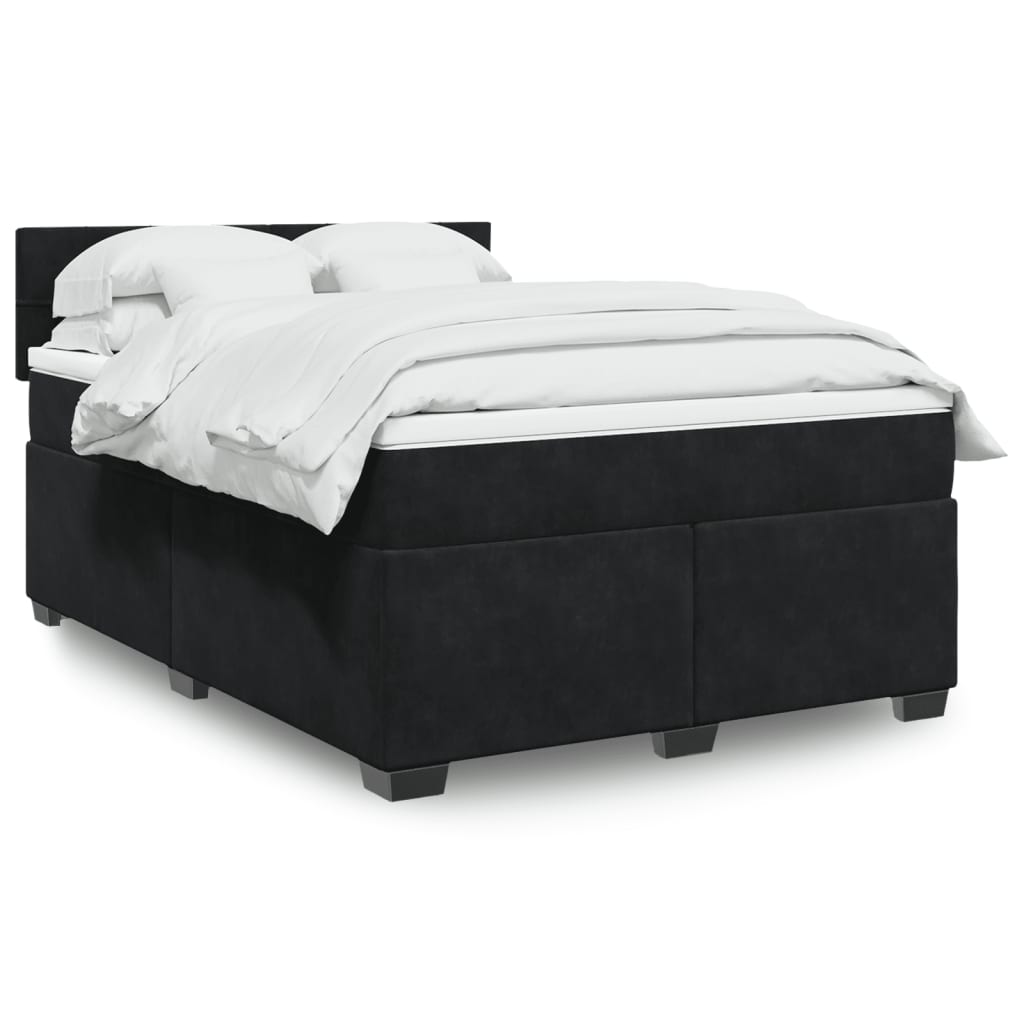 Giroletto a Molle con Materasso Nero 140x190 cm in Velluto | homemem39