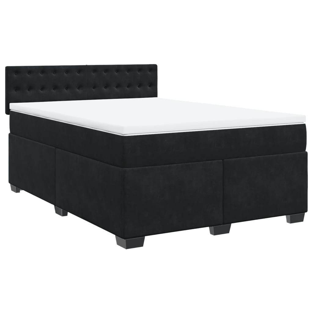Giroletto a Molle con Materasso Nero 140x190 cm in Velluto | homemem39