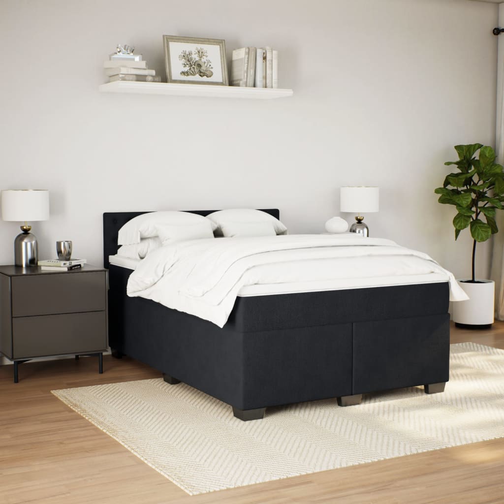 Giroletto a Molle con Materasso Nero 140x190 cm in Velluto | homemem39