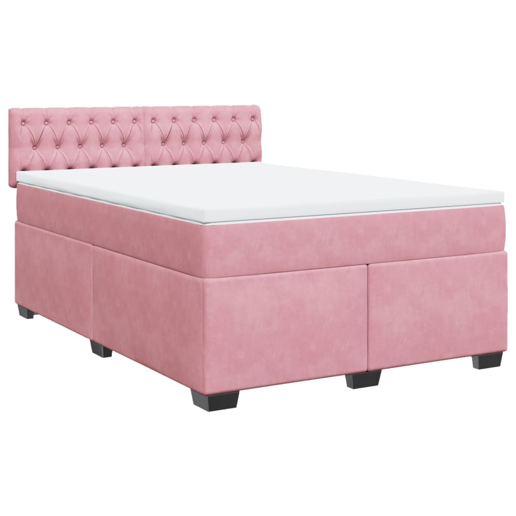 Giroletto a Molle con Materasso Rosa Scuro 140x200cm in Velluto | homemem39