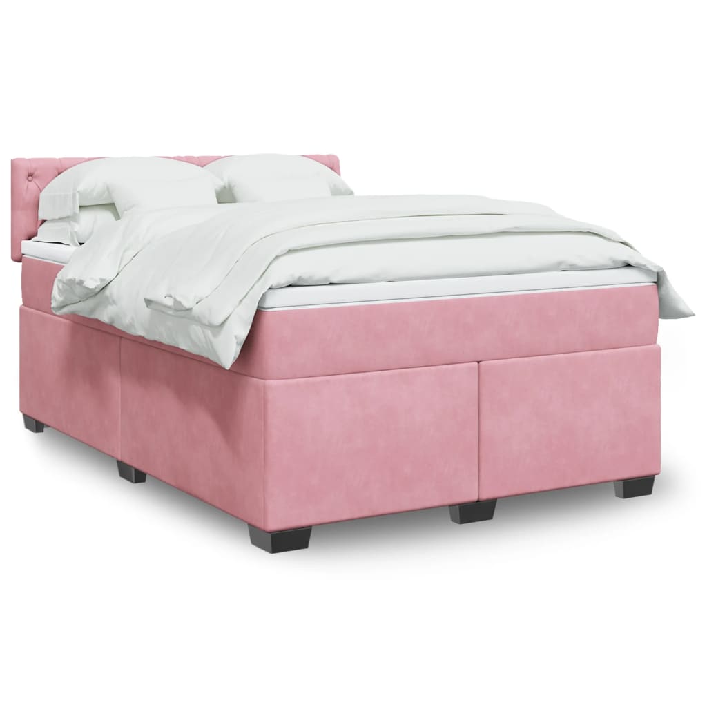 Giroletto a Molle con Materasso Rosa Scuro 140x200cm in Velluto | homemem39