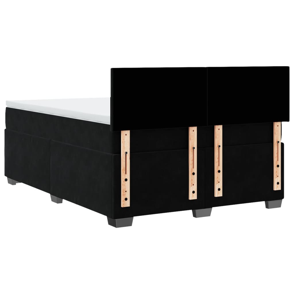 Giroletto a Molle con Materasso Nero 160x200 cm in Velluto - homemem39