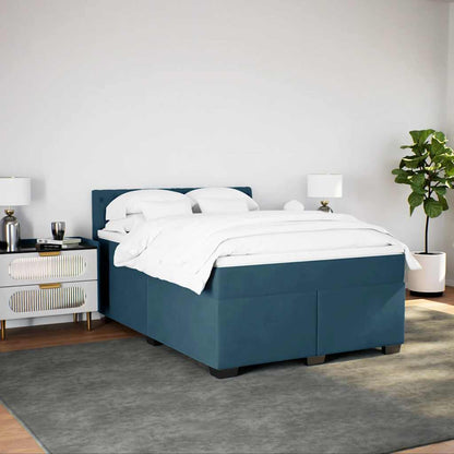 Giroletto a Molle con Materasso Blu 160x200 cm in Velluto | homemem39