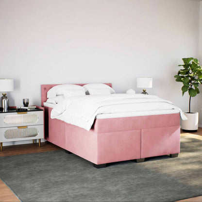 Giroletto a Molle con Materasso Rosa 160x200 cm in Velluto - homemem39