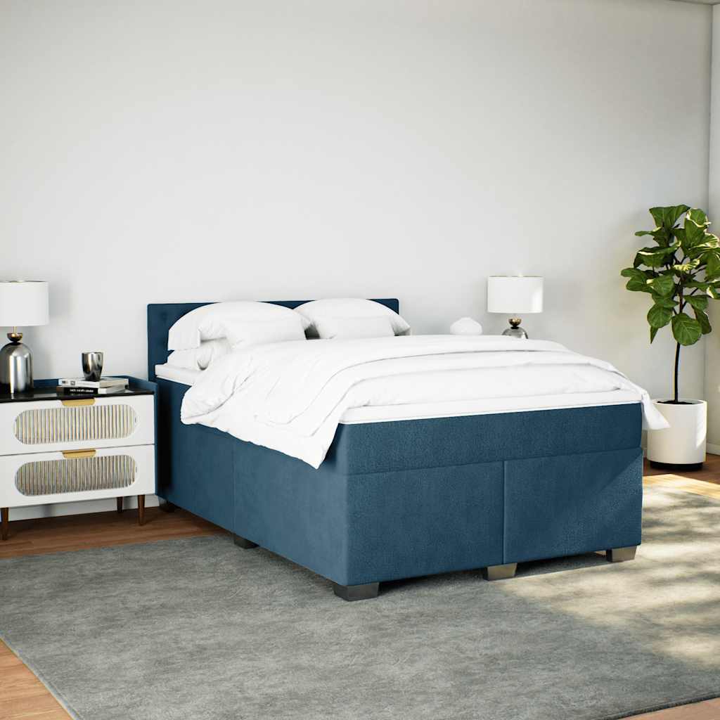 Giroletto a Molle con Materasso Blu 160x200 cm in Velluto | homemem39