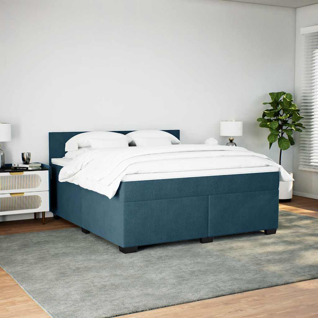Giroletto a Molle con Materasso Blu 180x200 cm in Velluto | homemem39