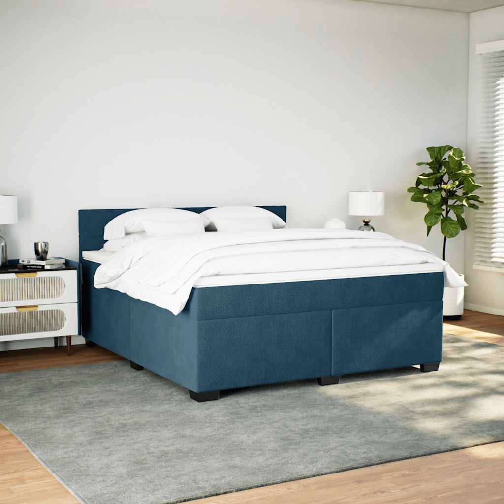 Giroletto a Molle con Materasso Blu 180x200 cm in Velluto | homemem39