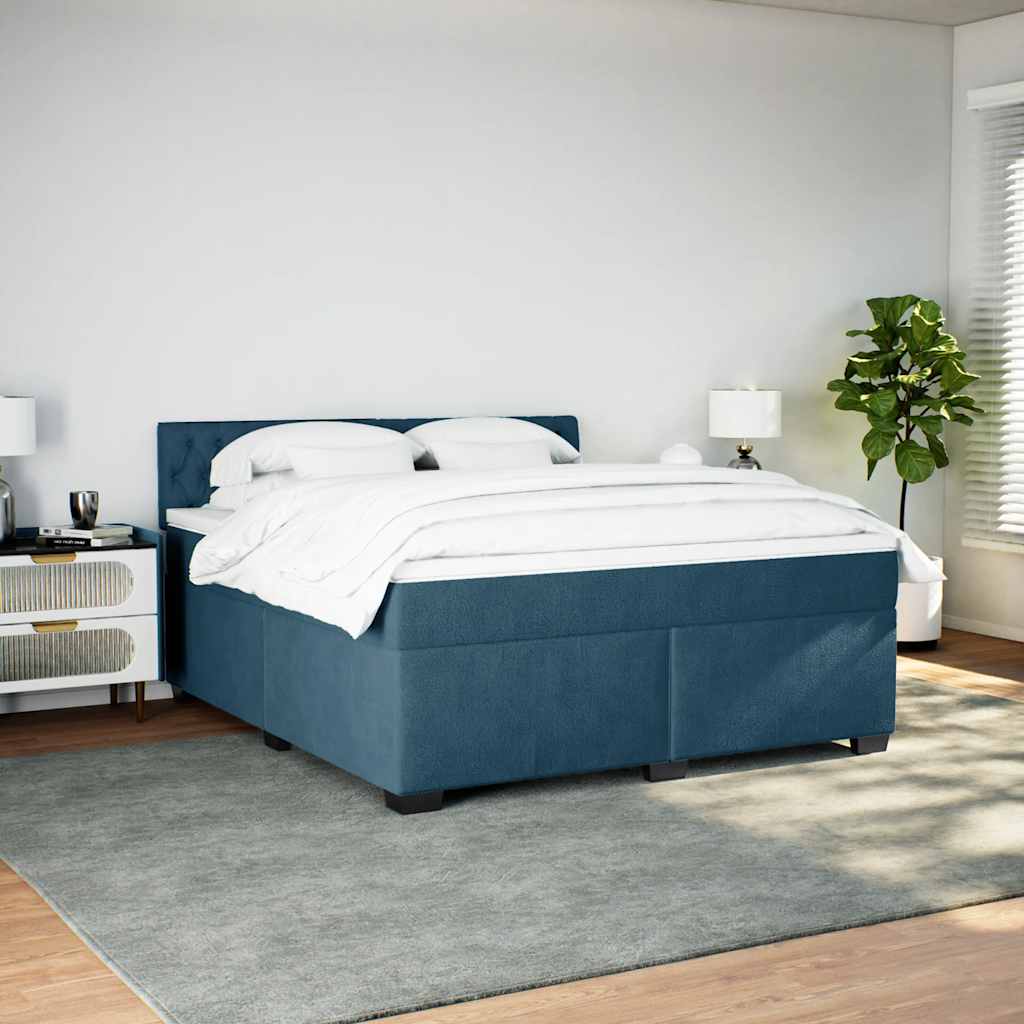 Giroletto a Molle con Materasso Blu 180x200 cm in Velluto | homemem39