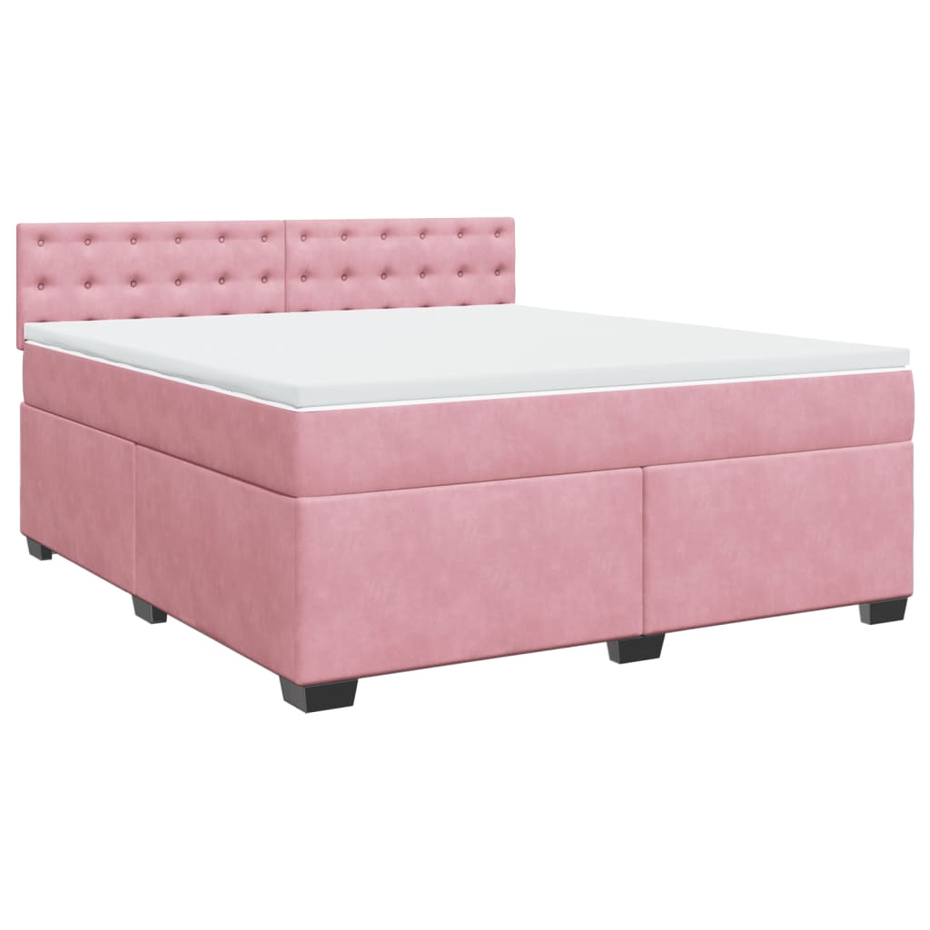 Giroletto a Molle con Materasso Rosa 180x200 cm in Velluto | homemem39
