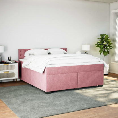 Giroletto a Molle con Materasso Rosa 180x200 cm in Velluto | homemem39