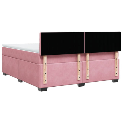 Giroletto a Molle con Materasso Rosa 180x200 cm in Velluto | homemem39