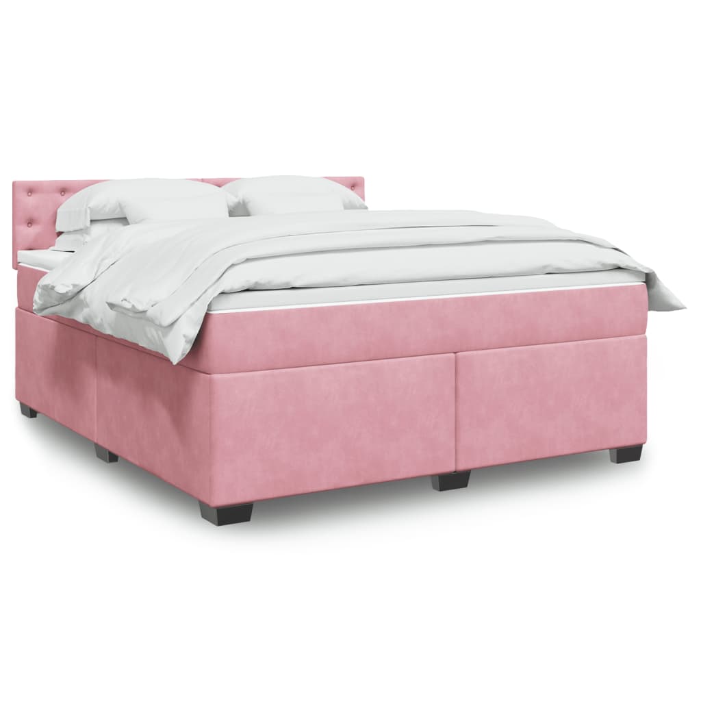Giroletto a Molle con Materasso Rosa 180x200 cm in Velluto | homemem39